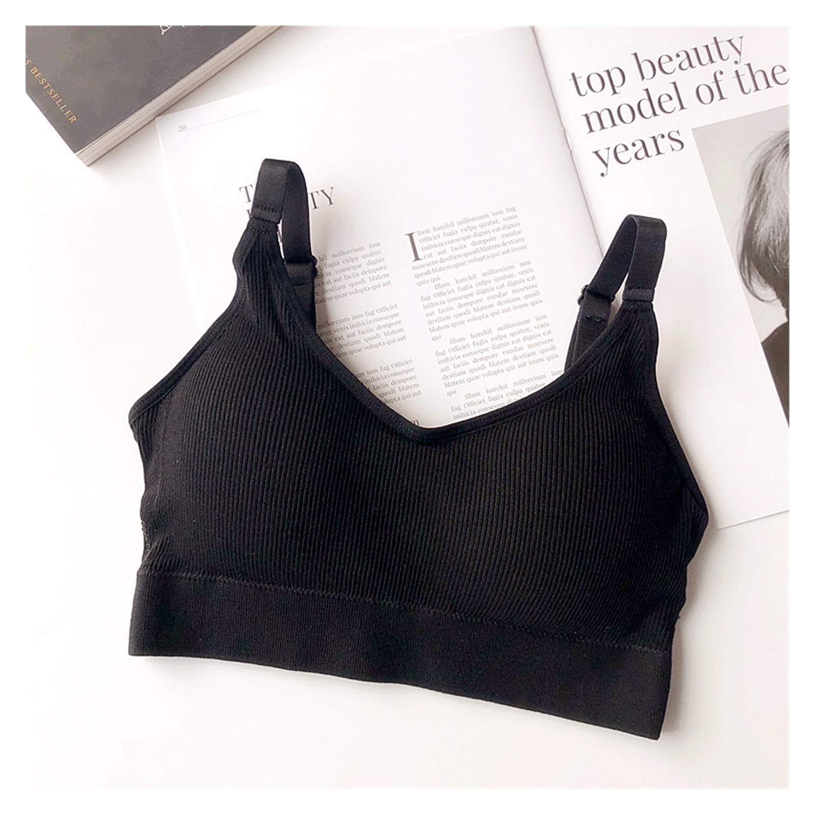 xjSCrop Top Underwear Women Gather No Steel Ring Lingerie Bra Tube Top Wrapped Chest Beauty Back Actival Cotton Breathable Thin Section for Women (Color : Style 1 black, Size : 40 75KG)