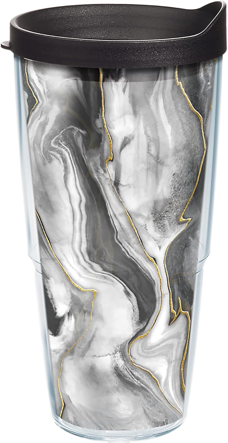 Tervis Marble - Quicksilver Made in USA Double Walled Insulated Tumbler Travel Cup Keeps Drinks Cold & Hot, 24oz, Classic