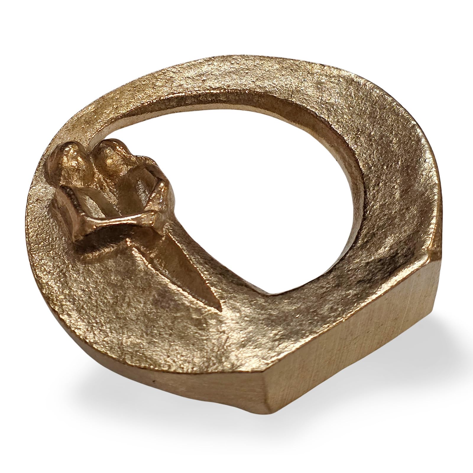 Herzmensch Mann und Frau Skulptur klein und Gold aus massiver Bronze 8 cm Liebe Brautpaar Liebespaar Figur als Geschenk zur Hochzeit, Jahrestag oder Valentinstag für Paare