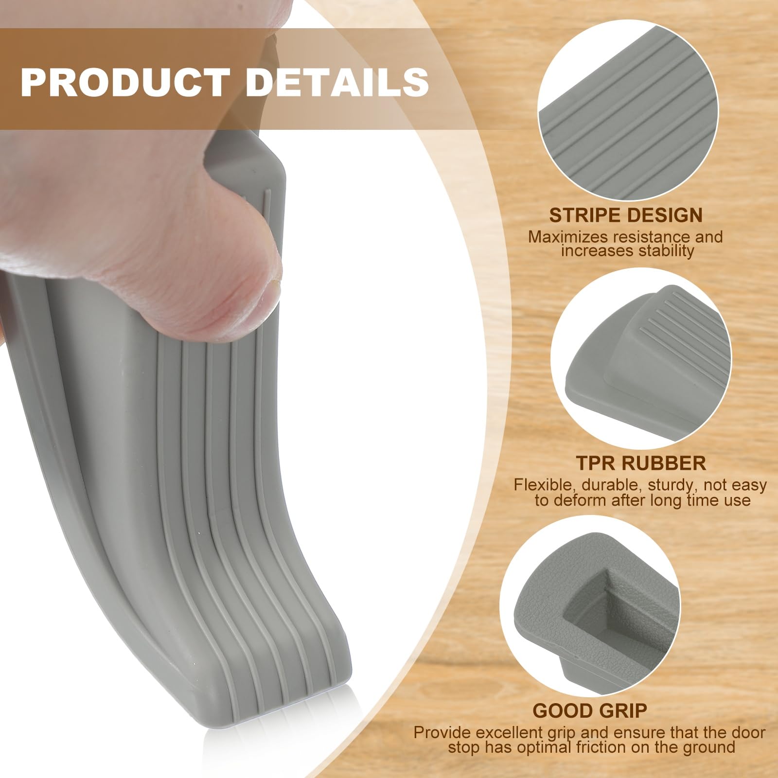 PATIKIL Door Stoppers for Bottom of Door 2 Pack Sturdy Stackable Rubber Door Stopper Wedge for Tile Concrete Carpet Wood Heavy Duty Door - Image 3