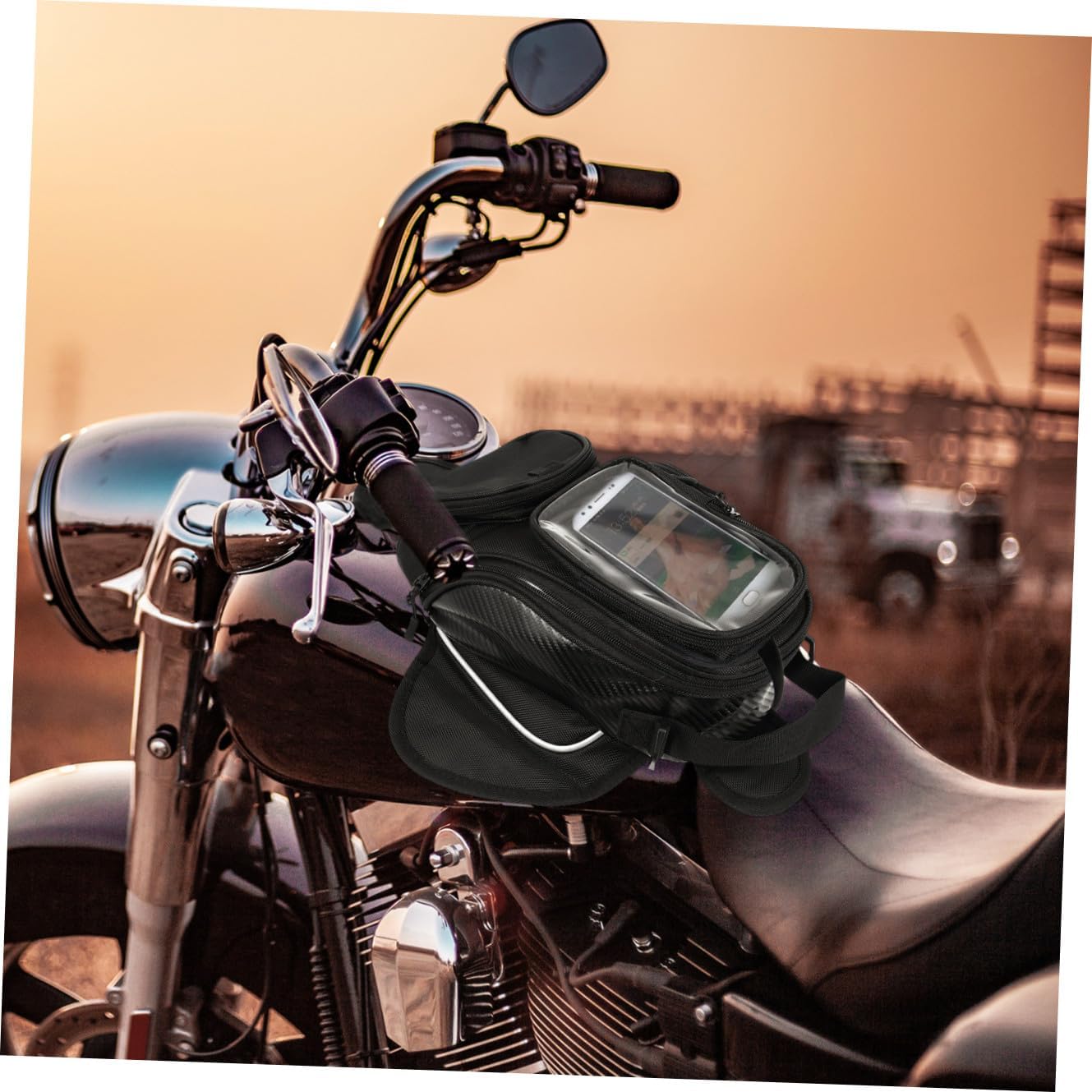 Homoyoyo Motorcycle Tank Bag Large Capacity Waterproof Motorbike Pouch with Magnetic Mount Outdoor Riding Tool Storage for Motorbike Supplies