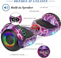 Vista 57 de FLYING-ANT Hoverboard - Hoverboard de 6.5 pulgadas con Bluetooth y luces LED intermitentes, Hover Board para niños y adolescentes