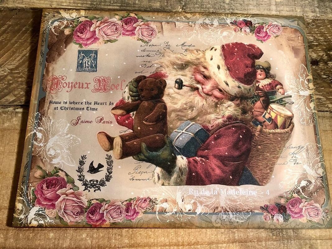 Sitrmgh Tin Sign Christmas Santa, Vintage Victorian Style, Plaque Sign Decorative Retro Metal Vintage Sign For Home Coffee Shop Wall Decor 8X12 Inch