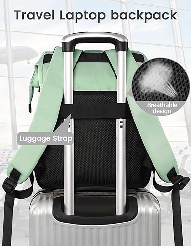 Miniatura 6 de FALANKO Mochila rosa-mujer-0619, negro, verde, (15.6inch-greenblack), Mochila y mochila para laptop para mujer