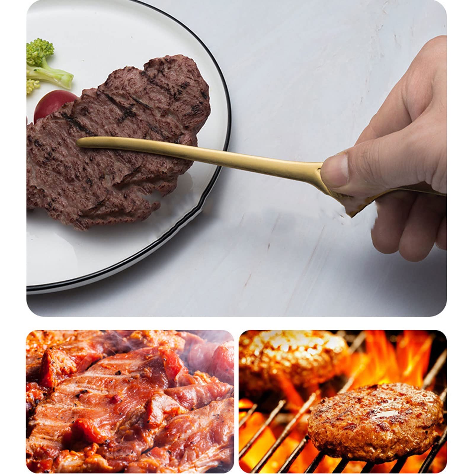 Pinze da Cucina 1pz Delicate Clip per Barbecue in Metallo Pinze autoportanti Antiscivolo Pinze Multiuso per Alimenti Cucina (Oro)