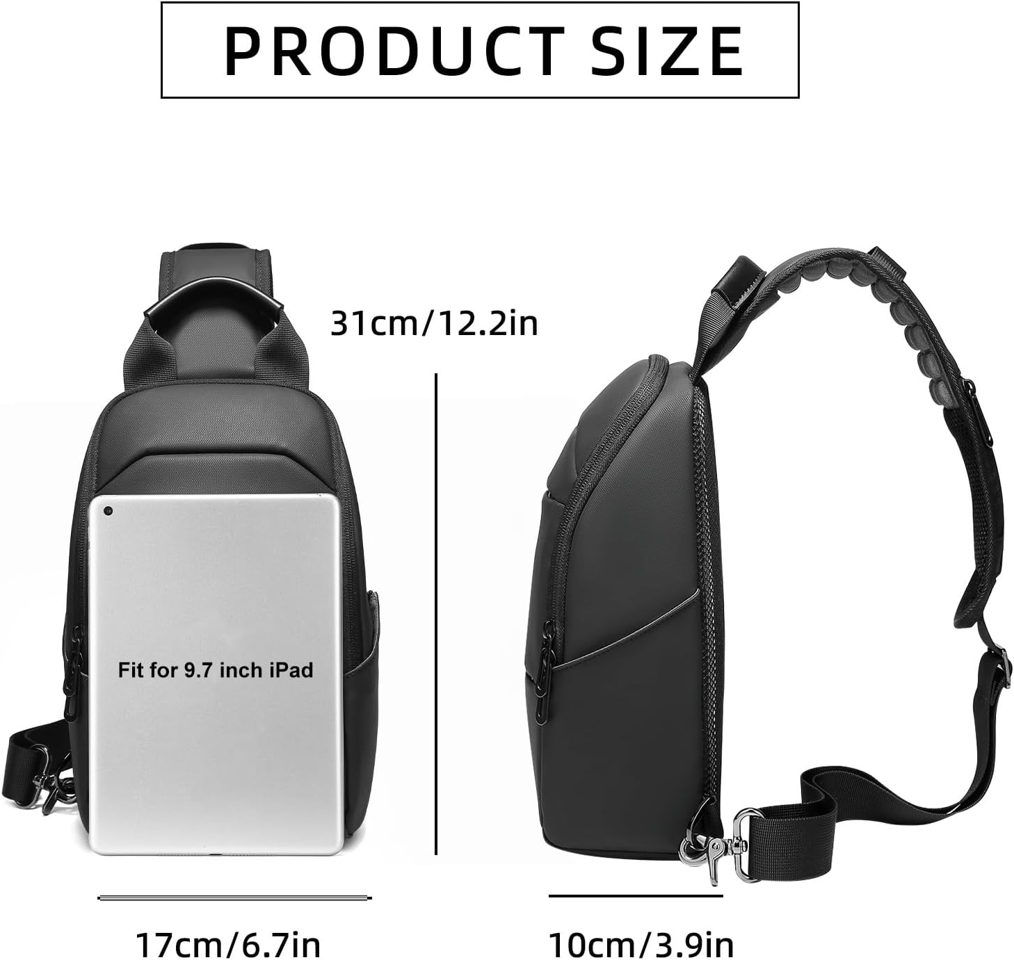 Men's Messenger Backpack, Waterproof Crossbody Travel Bag with USB Charging Port, for Commuting and Hiking