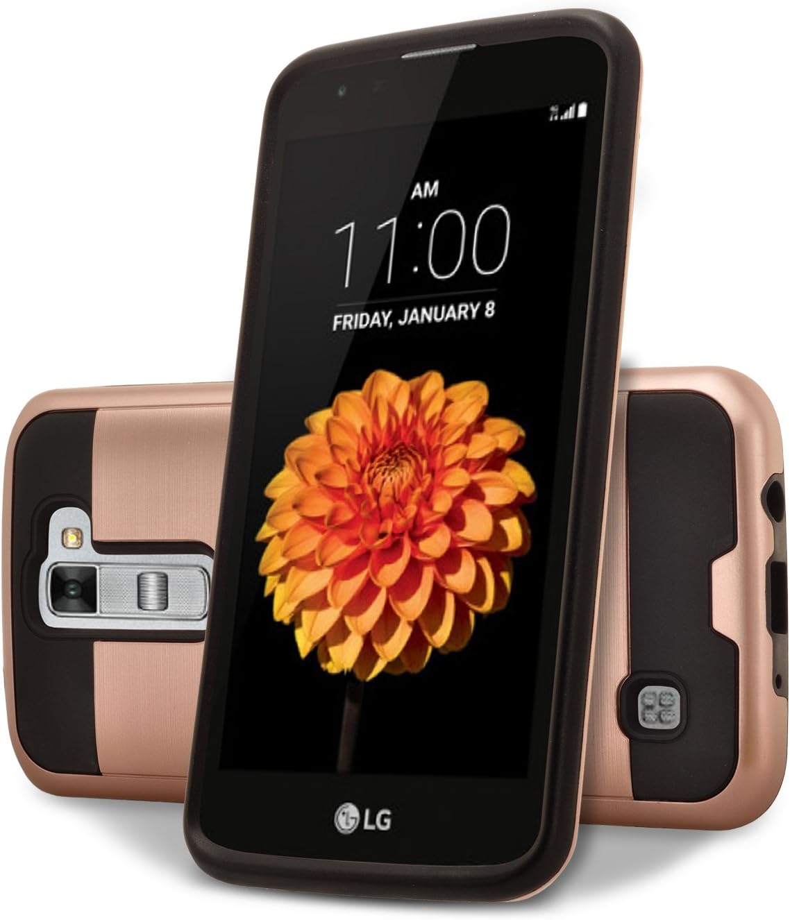 LG K7 Case, LG Treasure LTE Case, LG K8 Case, LG Tribute 5 Case, LG Escape 3 Case, LG Phoenix 2 Case, Circlemalls Hybrid Shockproof Phone Cover + [HD Screen Protector] And Stylus Pen-Rose Gold