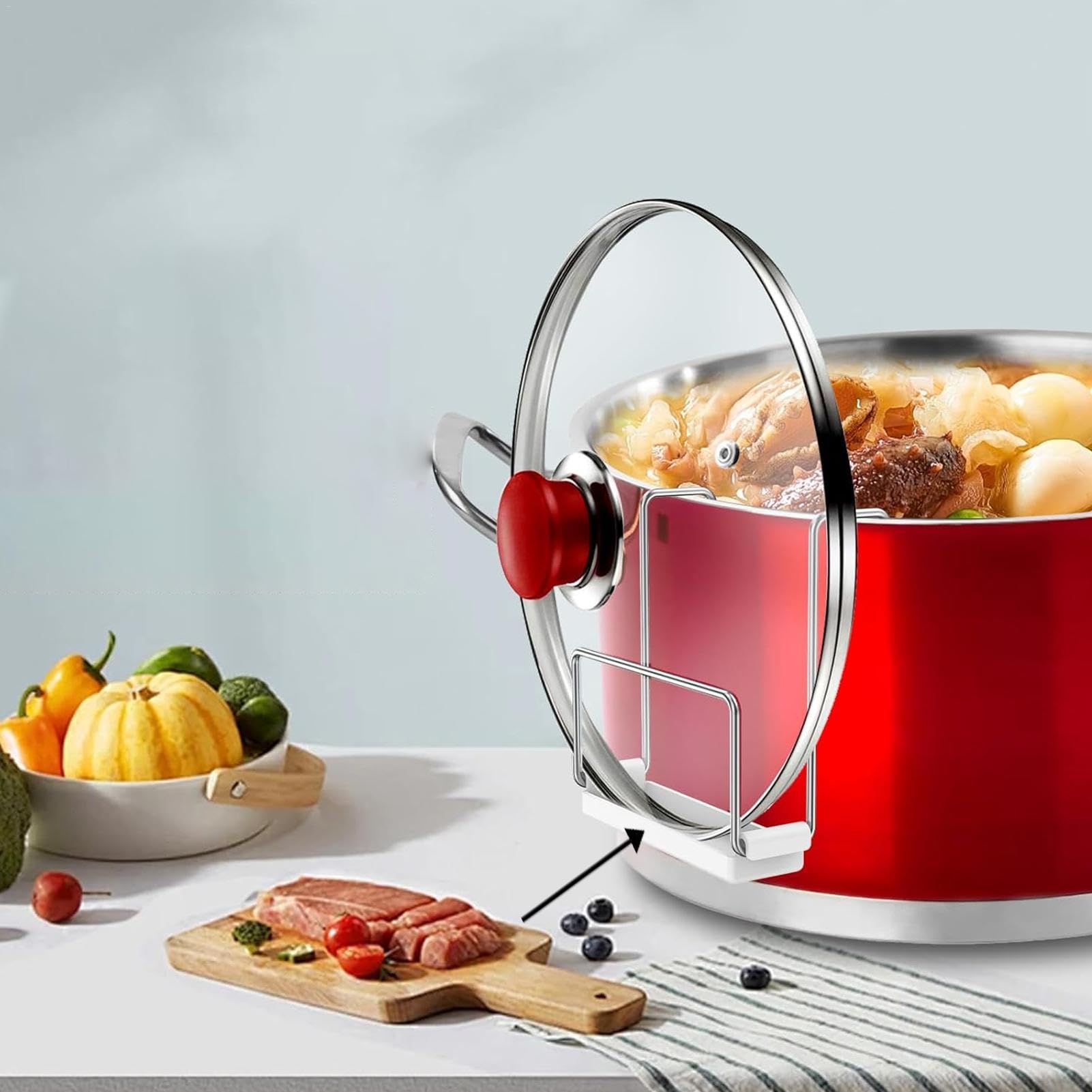 Slow Cooker Lid Holder - Lid Rack With Silicone Sink,Pot Lid Stand While Cooking With Silicone Sink For Frying Pan Dish Plate