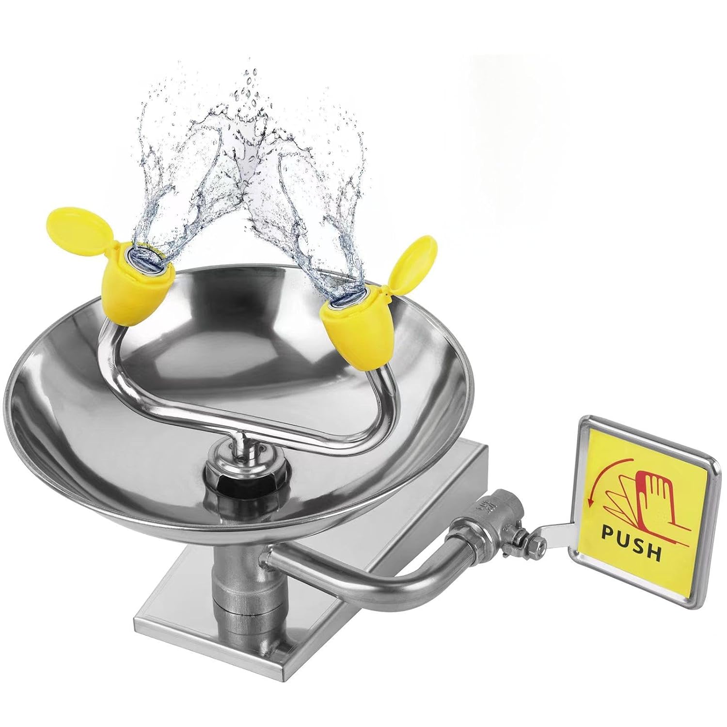 304 Stainless Steel Eye Wash Station, Wall-Mounted Emergency Eye Washer, First Aid Eyewash & Eye Irrigation Sign