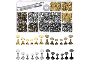 480 Piece Double Cap Leather Rivets in 4 Colors and 3 Sizes