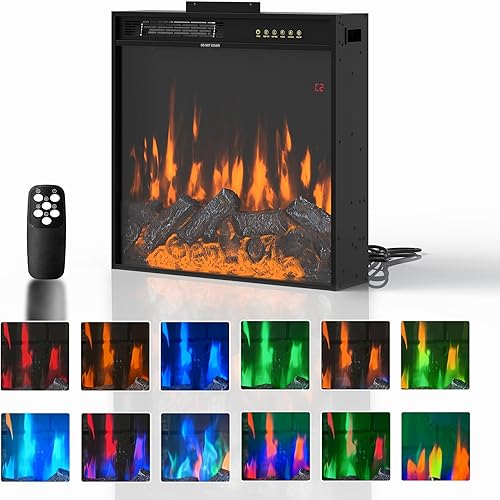 Miniatura 5 de Homsee Chimenea eléctrica empotrada de 23.6 pulgadas, calentador de chimenea con control remoto, 1500750 W, chimenea, pequeñas chimeneas con