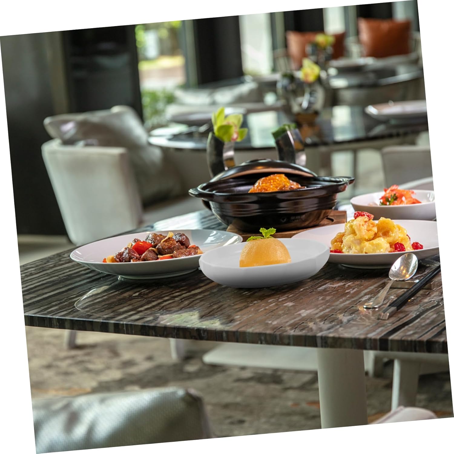 Alipis Ceramic Soup Plate Porcelain Dish for Kitchen Dining Versatile Serving Plate for Appetizers Main Courses and Desserts Modern Minimalist Design Leaf Pattern