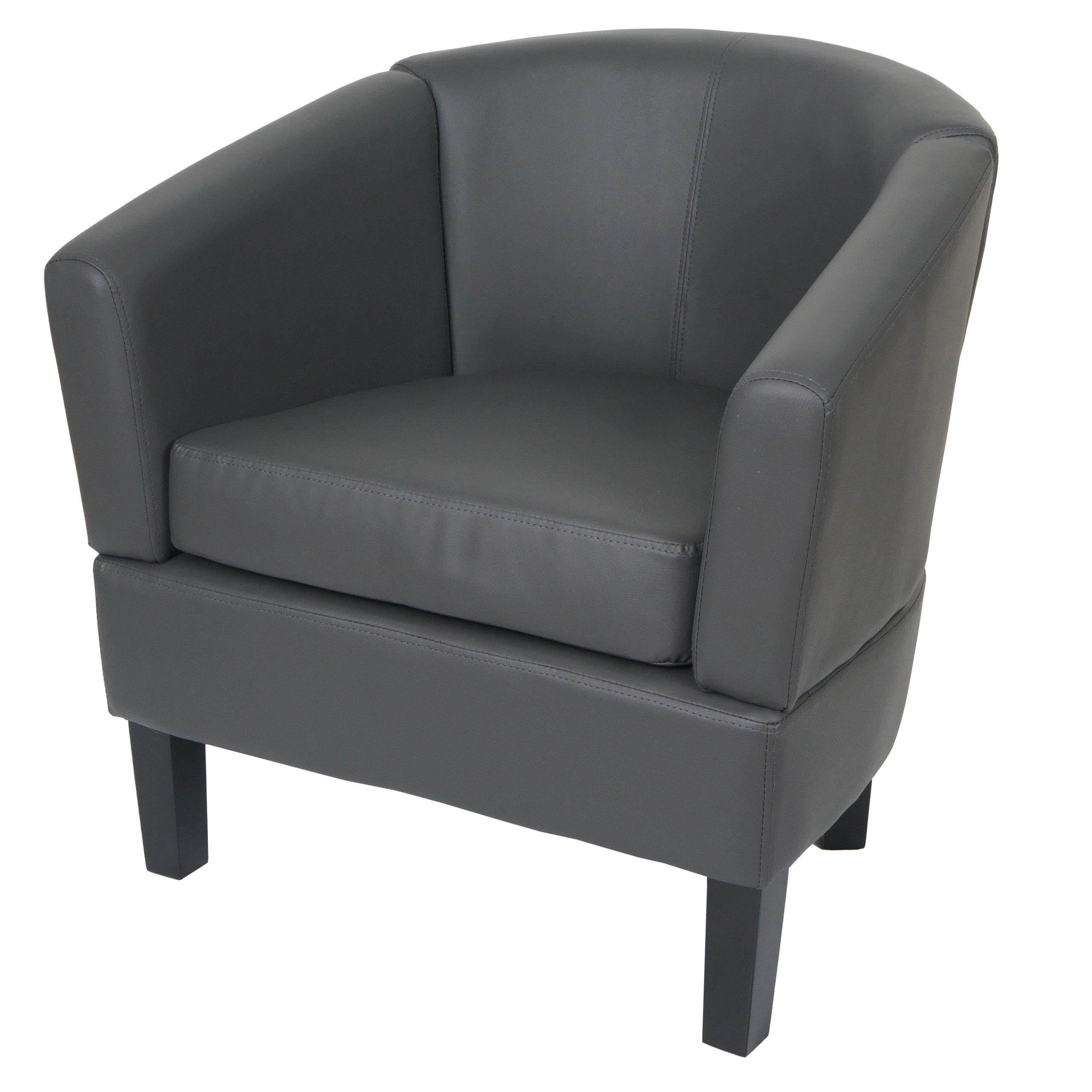 Mendler Lounge-Sessel HWC-O17AM, Sessel Clubsessel Cocktailsessel, FSC®-Zertifiziert Kunstleder - grau