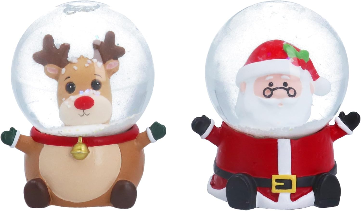 Gisela Graham Santa and Reindeer Mini Christmas Snowglobes - set of two