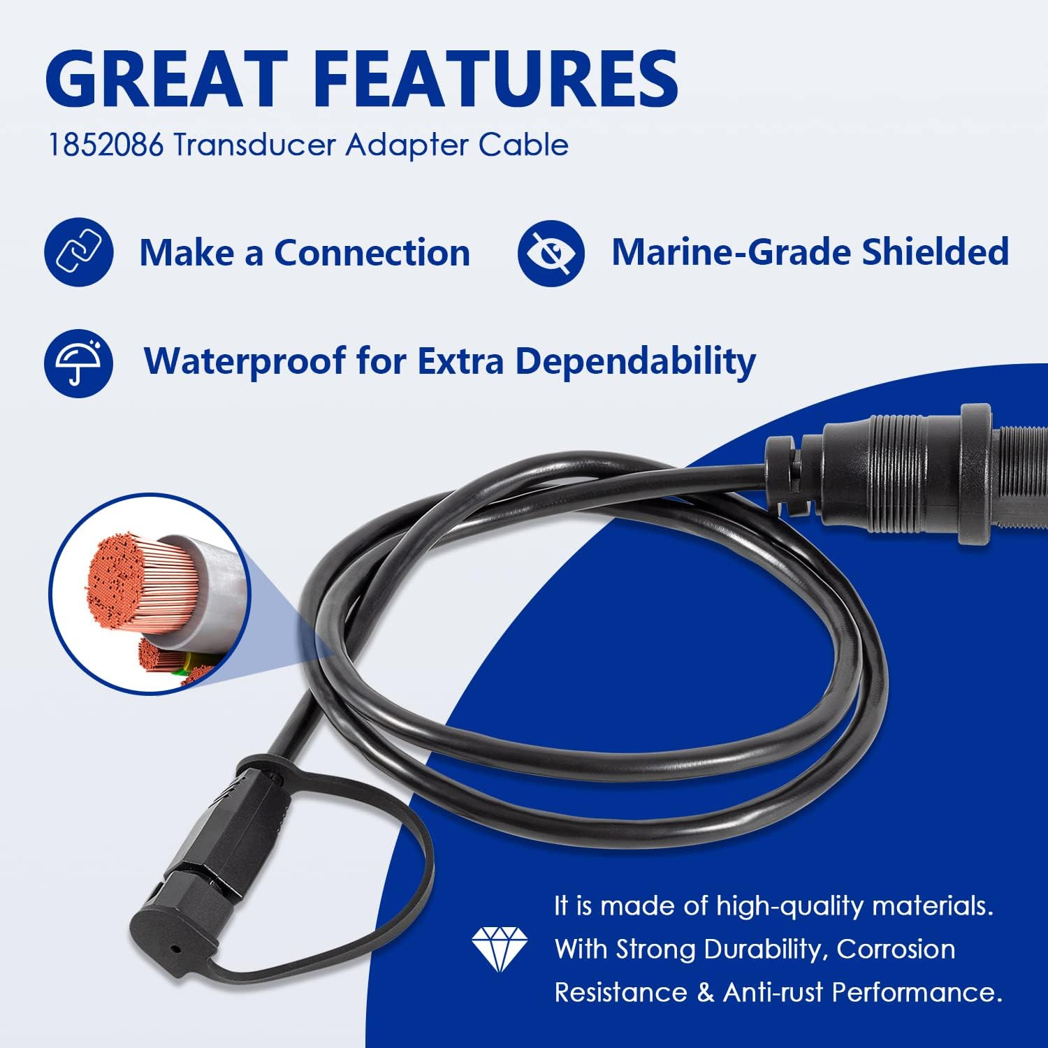 1852086 Replace for MKR-MDI-2 Adapter Cable, Fit for Humminbird Helix 7 G3 G3N G4 & G4N Fish Finder MEGA Down Imaging Adapter Cable, 30-Inch