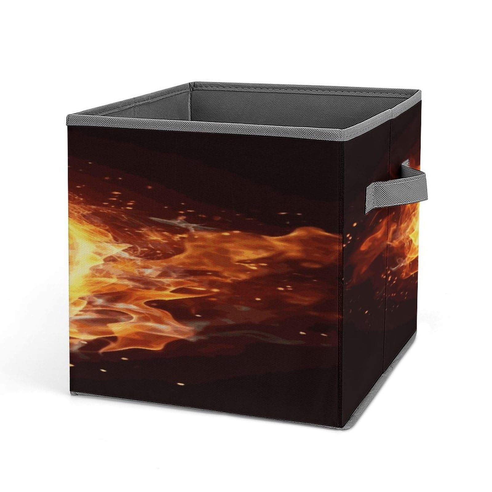 Fodpand Style Fire Soccer Ball Storage Cubes Foldable Decorative Fabric, Storage Bins Baskets With Handles, Closet Organizers And Storage For Home, Office,Closet, Clothes