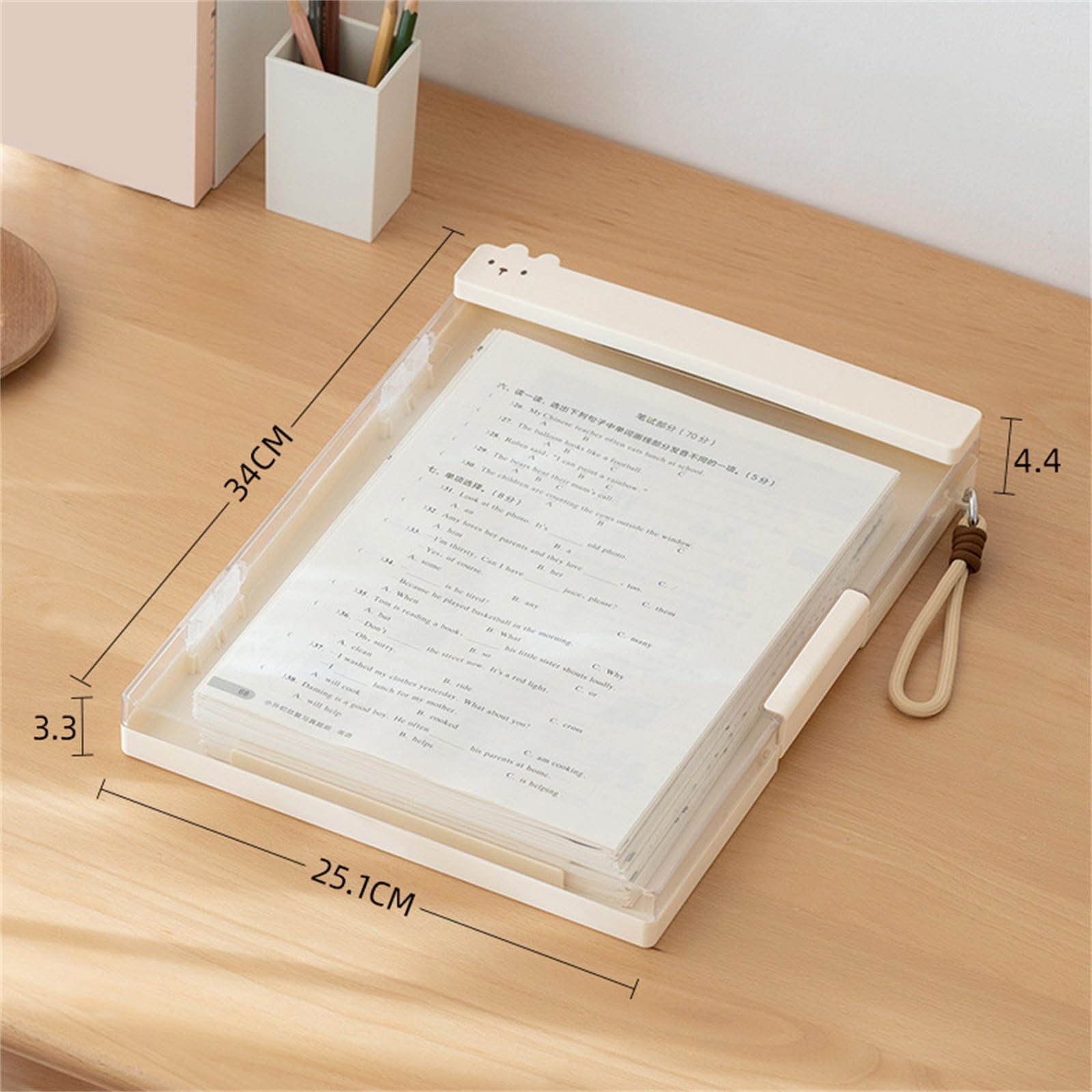 Boîte De Rangement Documents À 2 Compartiments Avec Presse-papiers Organisateur Fichiers En ABS Résistant À L'eau Pour Le Bureau Scolaire Porte-documents Transparent 9.88x13.39 Pouces