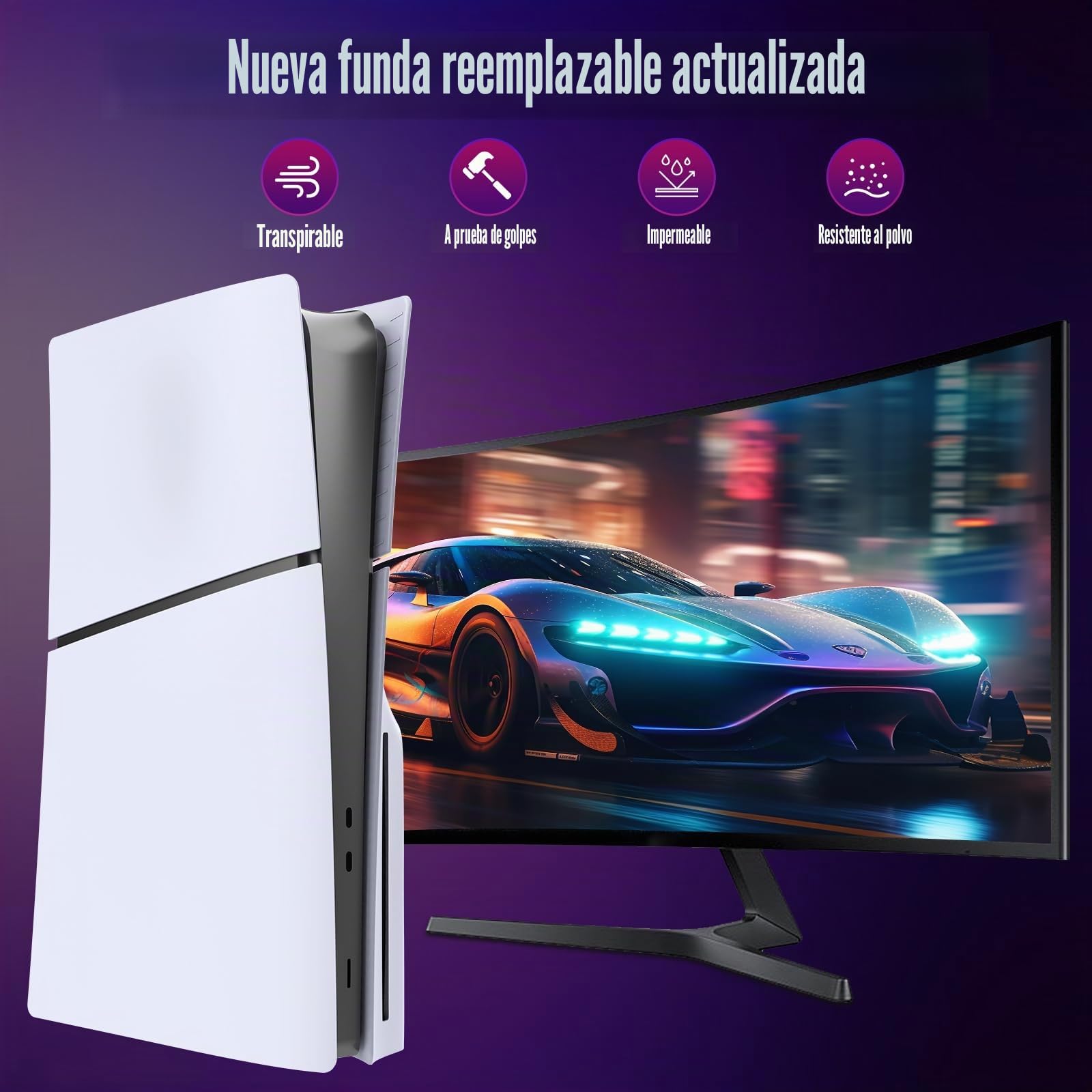 Placas de Cubierta para Consola PlayStation 5 Slim Disc Edition para PS5, Paneles de Carcasa compatibles, Placa Frontal Protectora de Repuesto (Blanco)