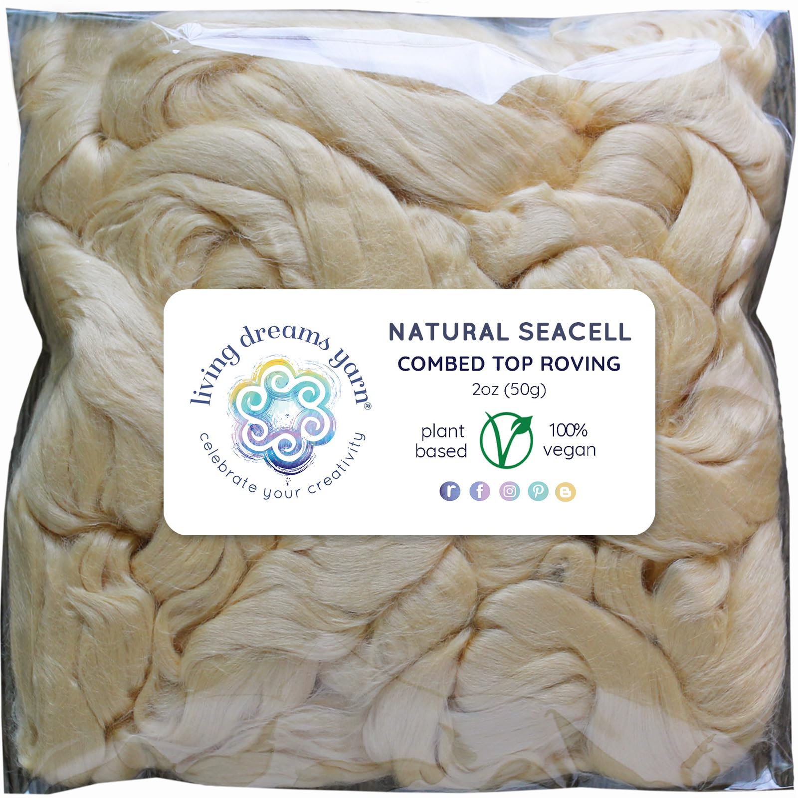 Seacell Fiber for Spinning Blending Dyeing. Super Soft Organic Vegan Combed Top Roving