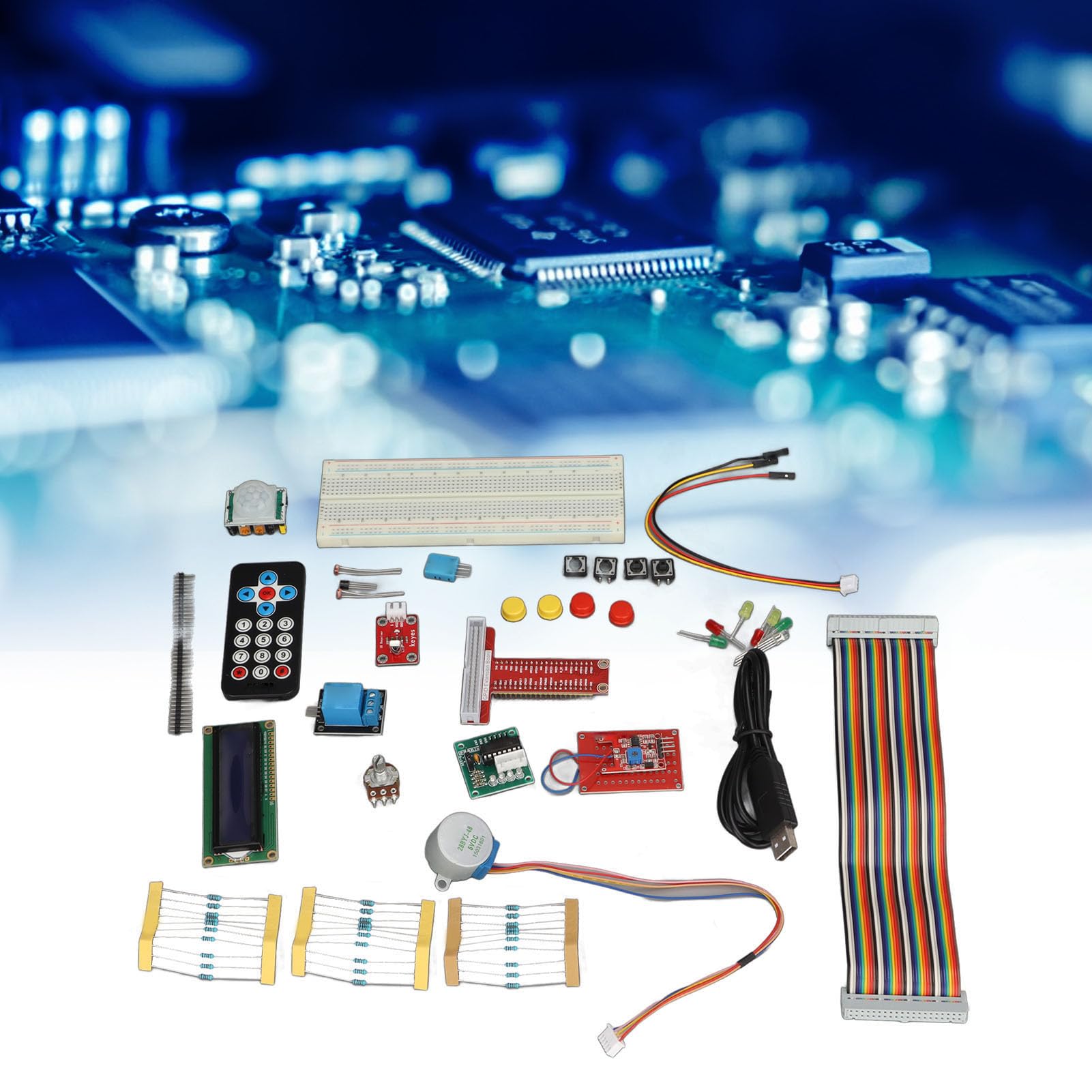 Kit electrónico RasPi, Conjunto Completo de Aprendizaje de componentes para Principiantes