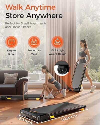 Miniatura 7 de Walking Pad Treadmill, BestGod Incline Under Desk Treadmill 330lbs Capacity, 2.5HP Portable Treadmills for Home, Compact Treadmills Mini Running