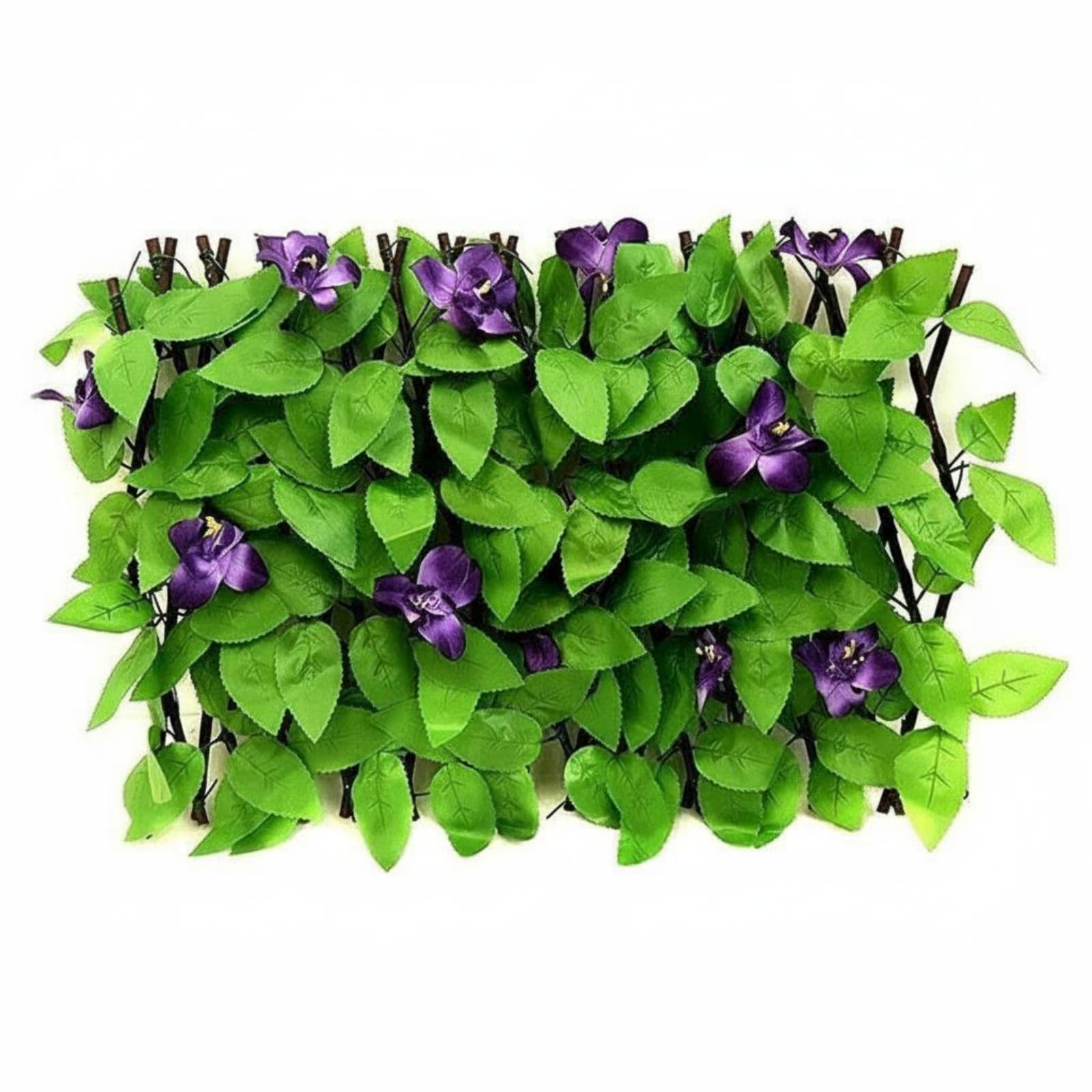 Expandable Fake Greenery Fence Outdoor Decoration Artificial Hedge Panel Realistic Look Faux Hedge Wall Panel Easy to use for Courtyard, Balcony, Purple Flower-image-40