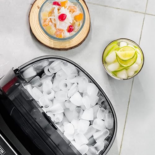 Miniatura 3 de COSTWAY Máquina de hielo para encimera, función de autolimpieza, 26.5 libras de hielo por día, 9 cubos de hielo de tamaño SL listos en 6-13 minutos,