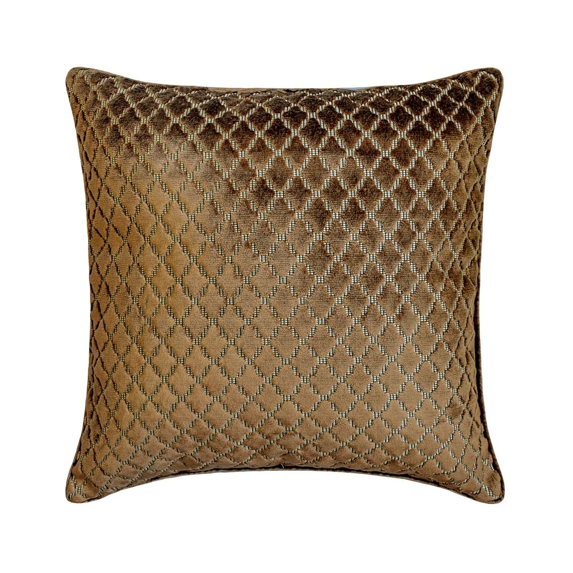 The HomeCentric Decorative Cushion Cover Brown Pack of 2, 50x50 cm (20"x20") Pillow Covers, Velvet Textured, Velvet, Lattice, Geometric Pattern Cushion Covers, Modern- Geolattice Brown โ image 1
