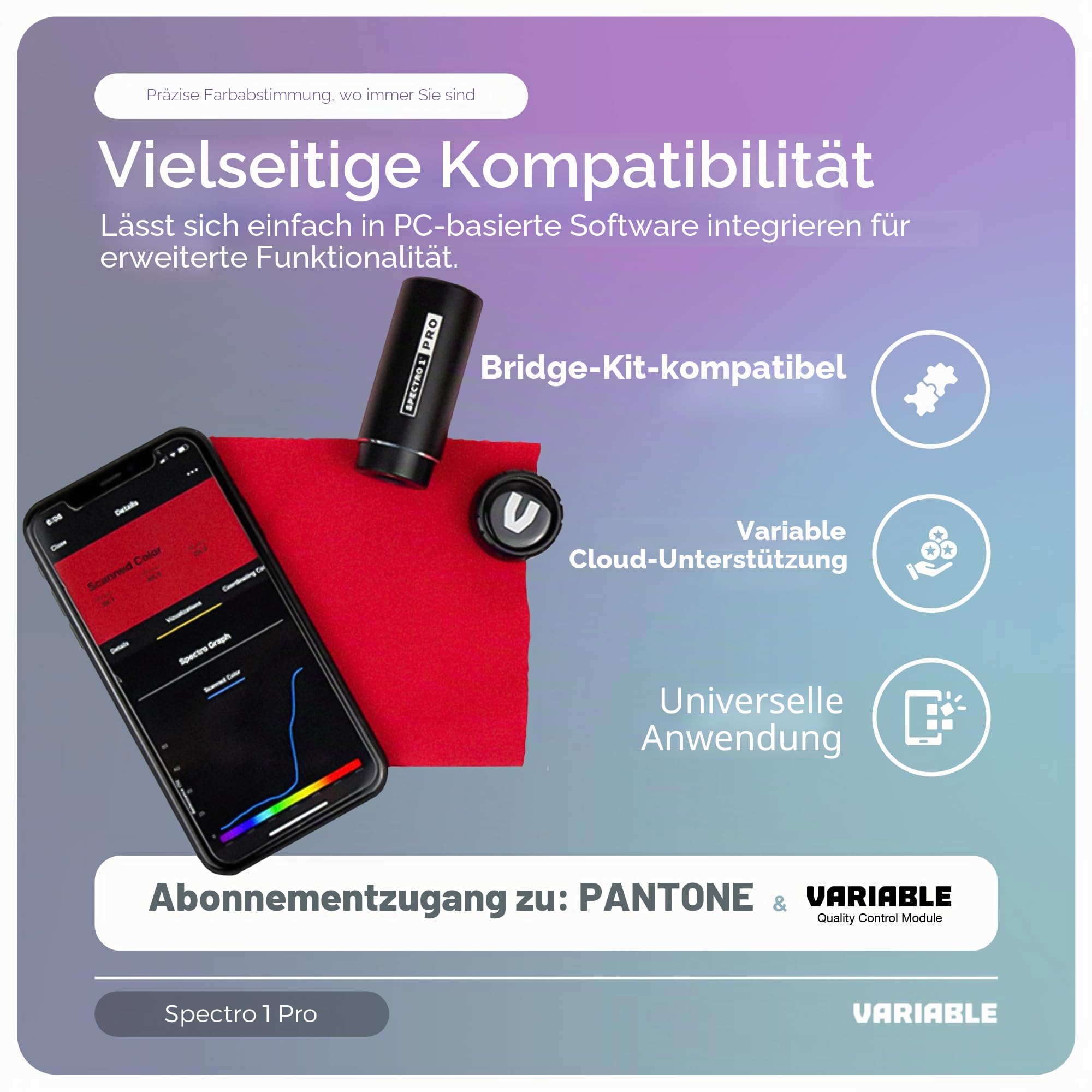 Spectro 1 Pro Spektrophotometer tragbares Farbmessgerät mit Ladekabel und Tragetasche