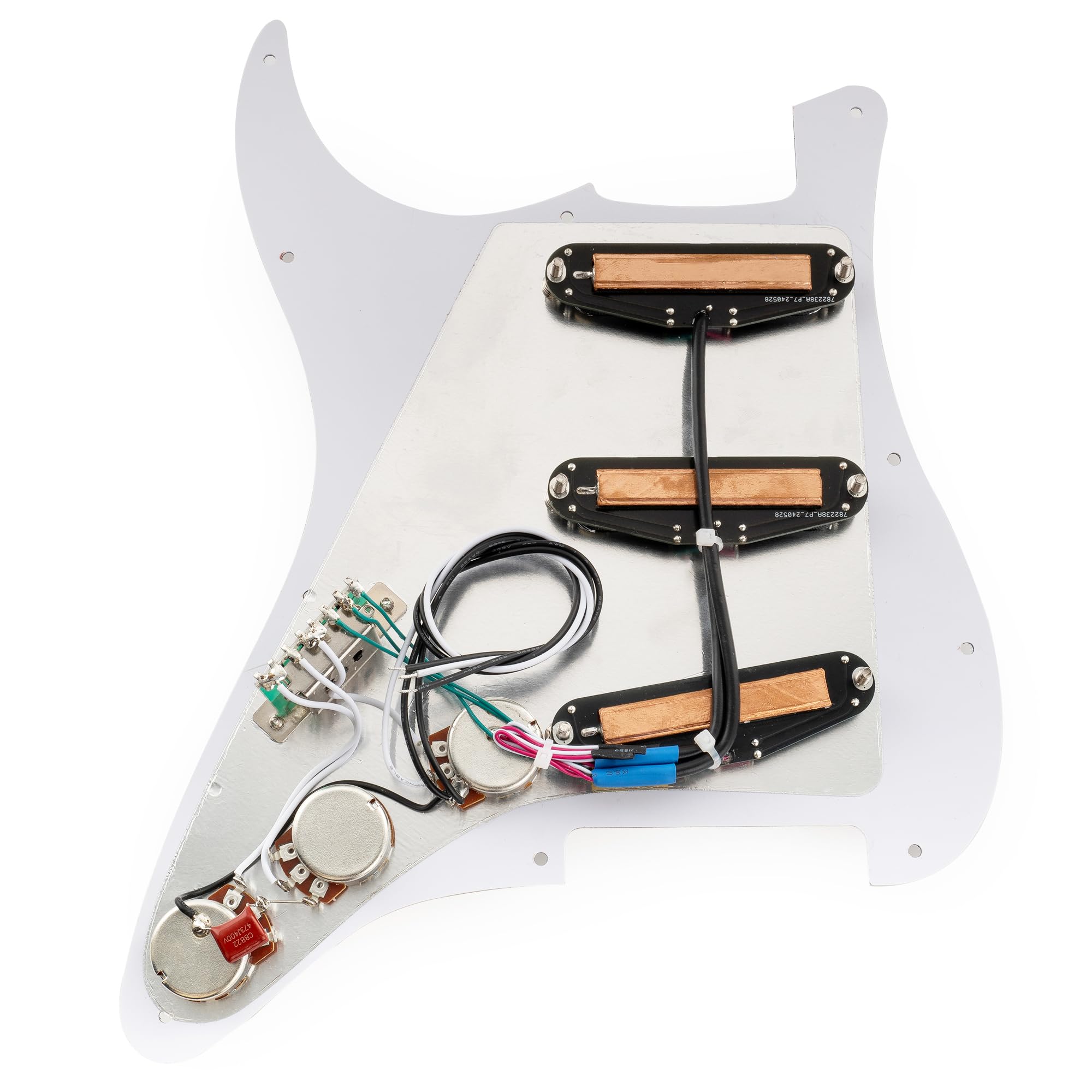Musiclily Pro-SE ST-DPHC SSS Golpeador Precableado Pre-wired Pickguard con Mini Rail Humbucker Cerámico para Guitarra Eléctrica tipo Strat, 4 capas Tortoise Shell