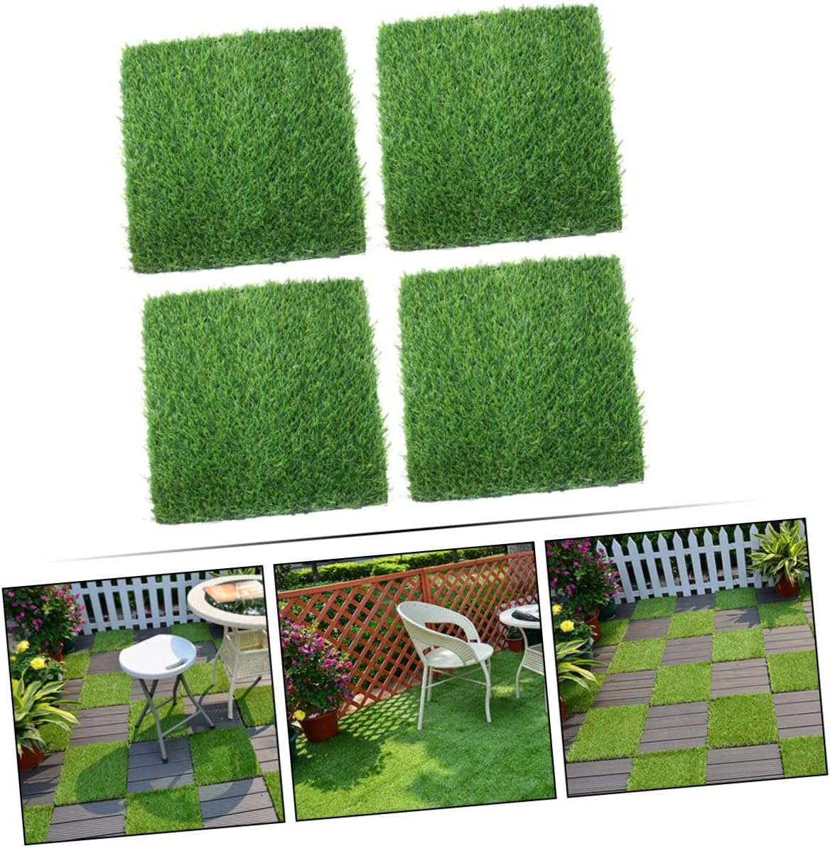 VICASKY 4pcs Lifelike Artificial Grass Mat for Dogs Rug for Potty Training Realistic Fake Grass for Garden Balcony and Indoor Use and Easy to Clean