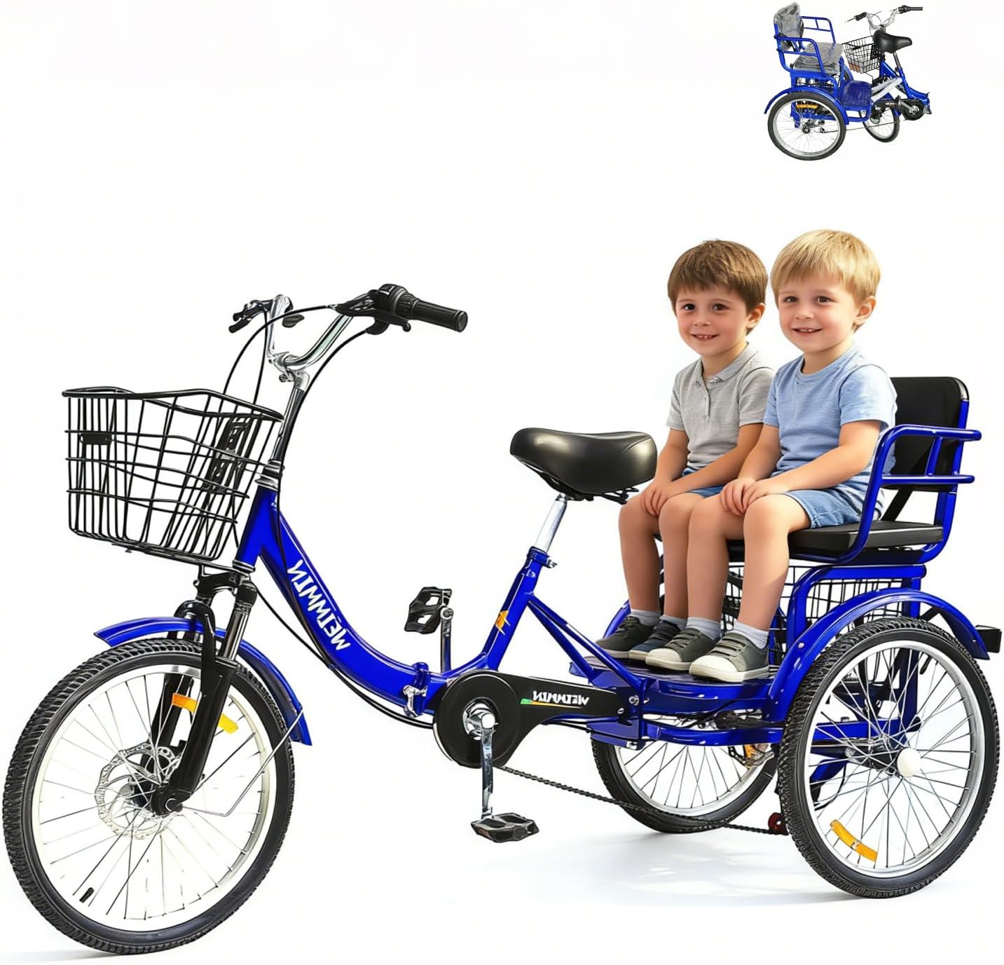 Adult Tricycle, Folding 20 inch Tricycle with Rear Seat,3 Wheel Bike for Women,Men,Seniors, Cruiser Bike Trike for Shopping Load 450Ib