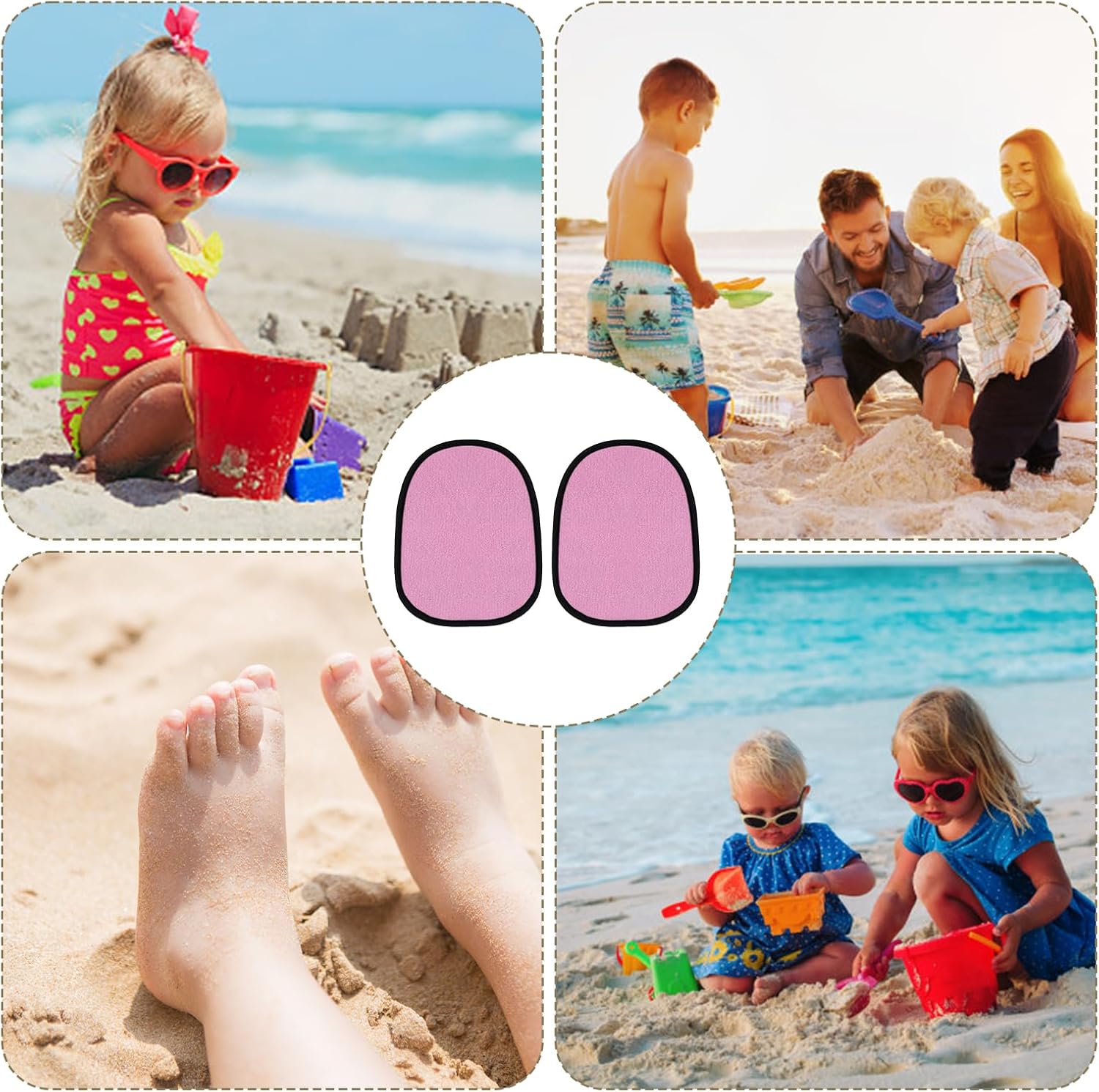 2pcs Sand Wipe Off Mitts, Soft Breathable Wipe Sand Gloves for Cleaning Sand from Children's Skin Beach Sand Cleaner Tool for Beach Volleyball Beach Activities (Pink)