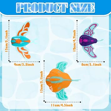 TOPWAYS Pool Diving Toy Set 3 Diving Power Devilfish Diving Torpedoes | Swimming Underwater Pool Training Toys Diving Games Training Children's Gifts