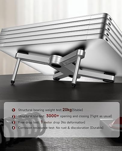 Miniatura 6 de YICOSUN New Concept - Soporte ergonómico ajustable de aluminio para MacBook ProAir de hasta 15.6 pulgadas, soporte de computadora plegable y