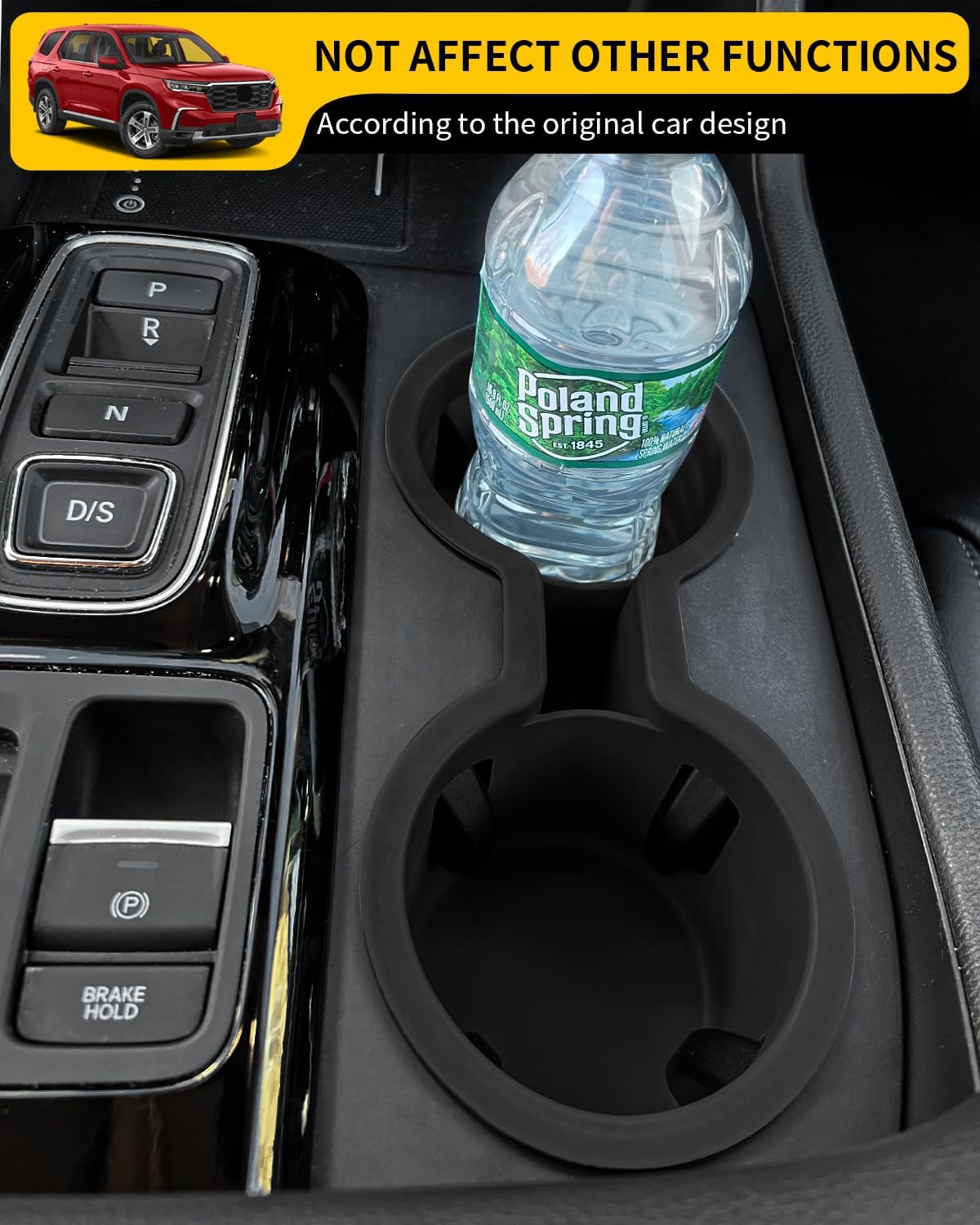 Cup Holder Compatible with 2023-2026 Honda Pilot Car Center Console Cup Holder Silicone Insert Storage Box Interior Armrest Organizer for 2024-2026 Honda Ridgeline&Passport Accessories (Black)
