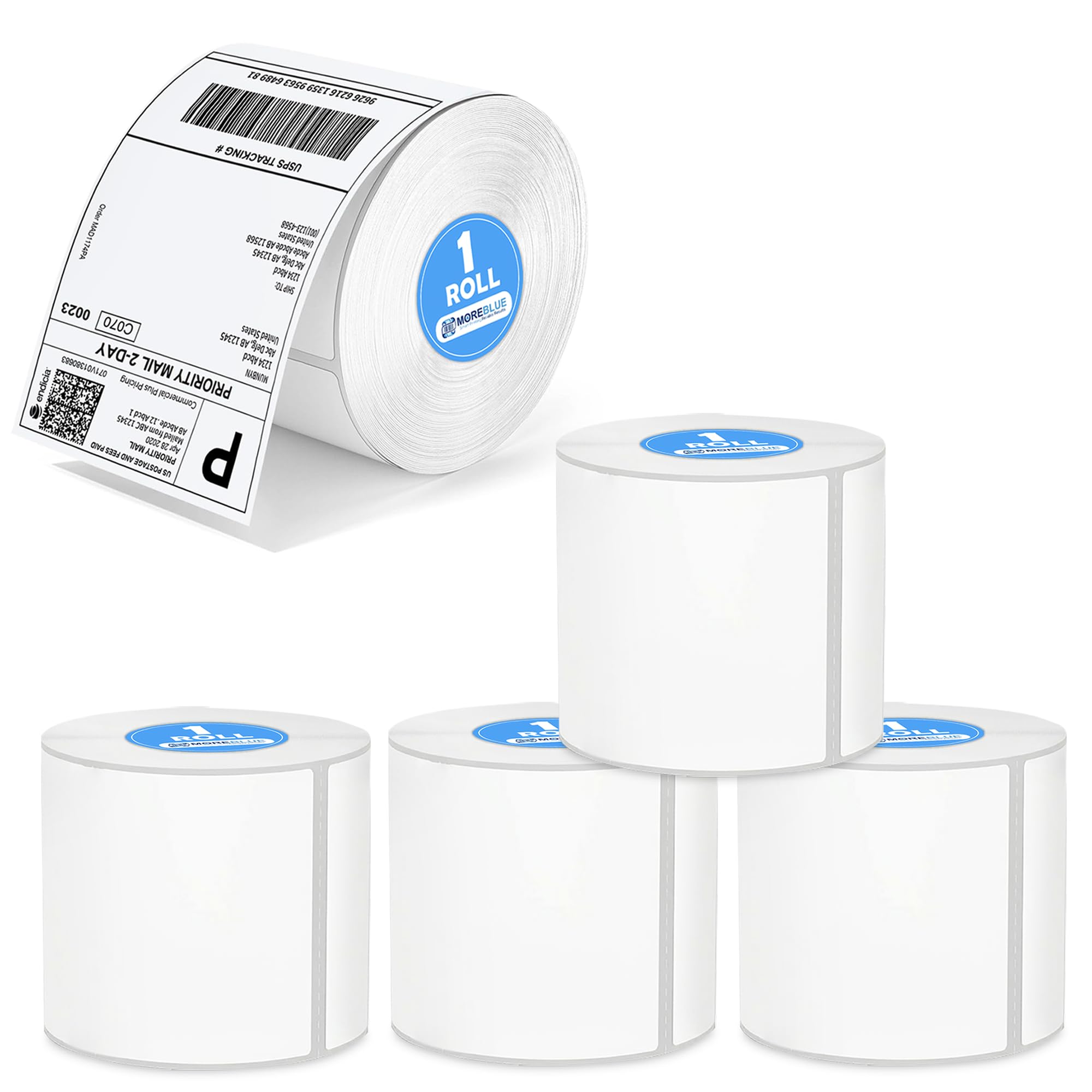 4x6 Thermal Label Roll for Shipping 5 Roll, 100mm x 150mm (400 Label) Direct Thermal Shipping Labels Sticker Roll | Strong Adhesive Barcode & Address Labels for Courier