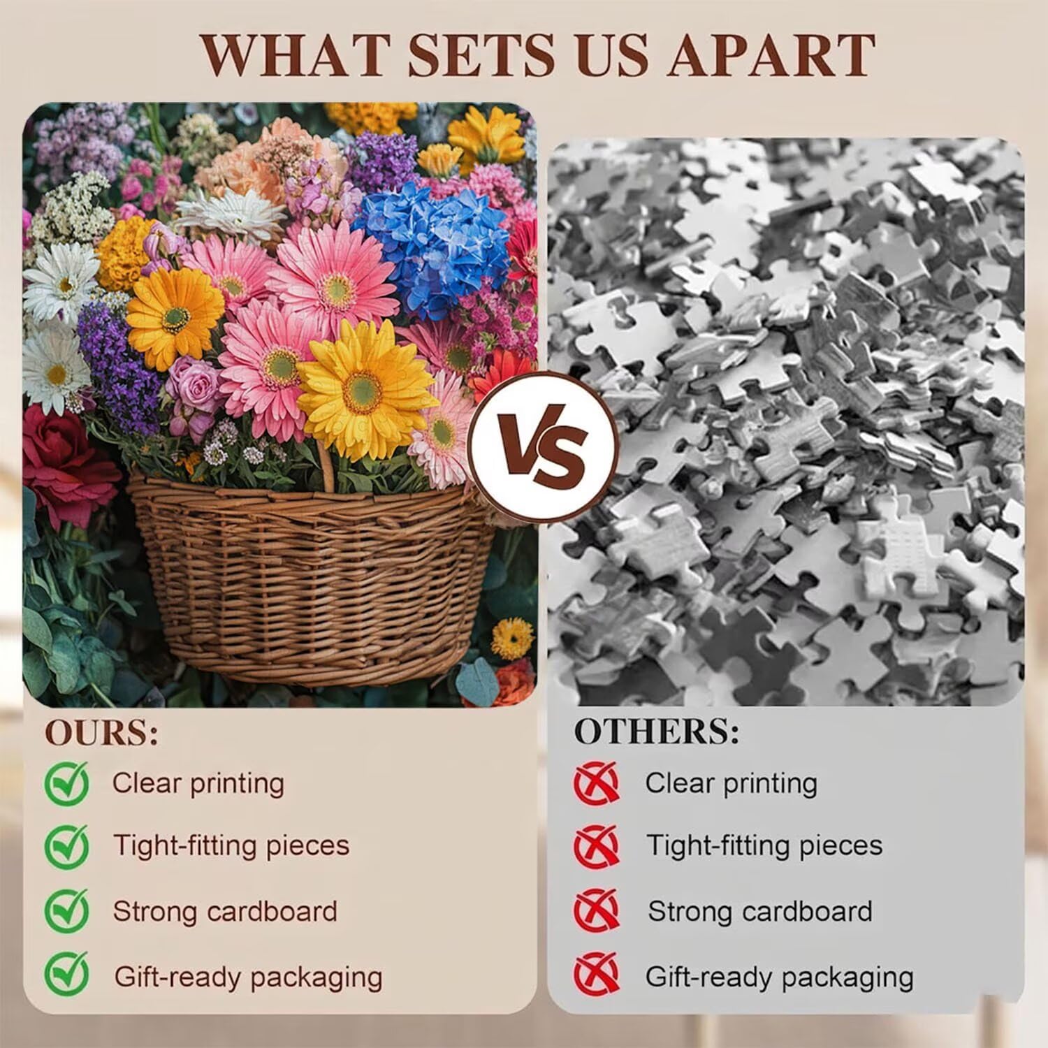 Cesta Flores Flor-2 Puzzle de 1500 Piezas, Juego de Mesa Familiar de Madera - Rompecabezas Adultos para Toda La Familia, Rompecabezas Educativo DIY y Antiestrés - Regalo de Mujer, 87 x 57 cm f0-392