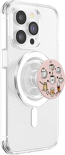 Miniatura 3 de Lindo regalo artístico de café con leche para mamá, café, rosa, PopSockets MagSafe PopGrip para iPhone
