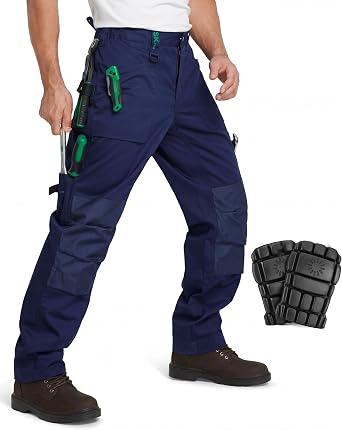 SKPRO Mens Work Pants with Knee Pads, Construction Safety Cargo Trousers