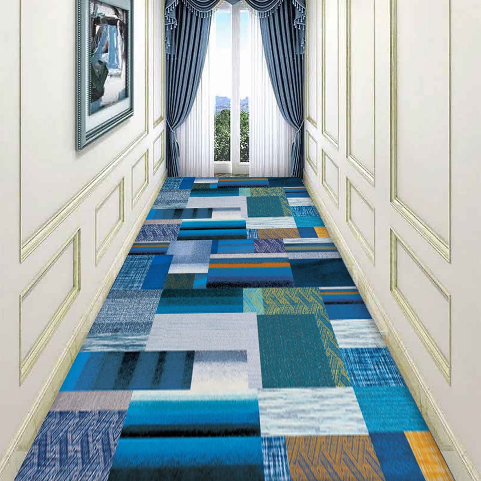 Tapis de passage de couloir moderne 60x500 cm lavable pour une entree accueillante