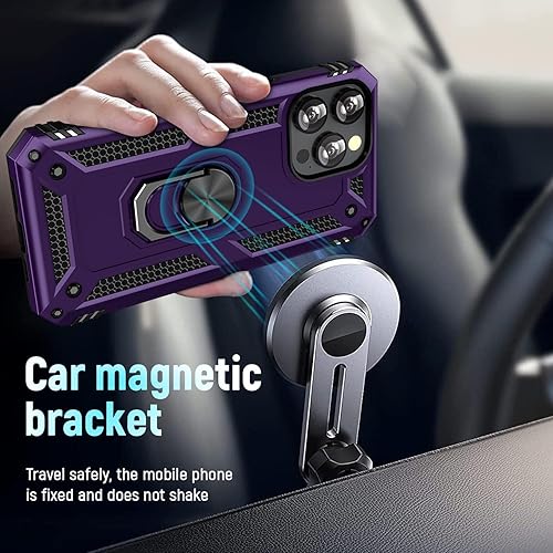 Miniatura 6 de ADDIT Funda de teléfono para iPhone 12, iPhone 12 Pro, con anillo de soporte, soporte magnético para automóvil, grado militar, resistente, para