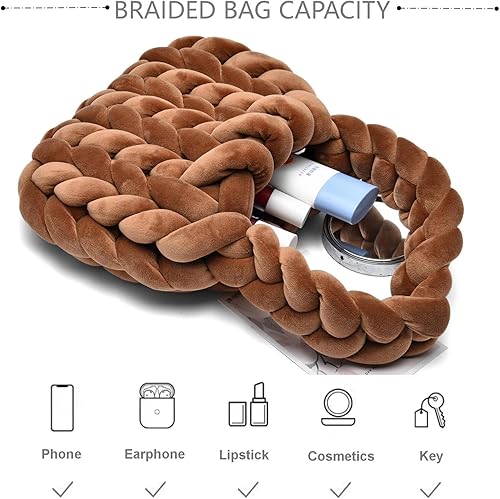 Miniatura 3 de Bolsas de mano tejidas a mano para mujer, bolso de hombro de punto de hilo grueso, bolso trenzado hecho a mano