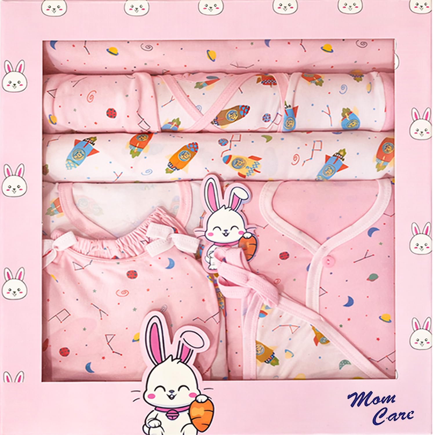 MOM CARE Newborn Gift Set Has All Born Baby Items for Both Newly Born Baby Boy or Girl for or Girls Unisex 10pcs Set Pink