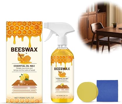 Beeswax Wood Polish Spray, 2026 New Bees Wax Furniture Polish and Cleaner, Natural Essential Oil Wax for Furniture Floors Cabinets, Wood Care for Shine and Protection 1