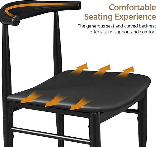 Miniatura 6 de Yaheetech Juego de 2 sillas de comedor de cuero modernas de mediados de siglo con respaldo sin brazos y patas de metal para cocina, sala de estar,
