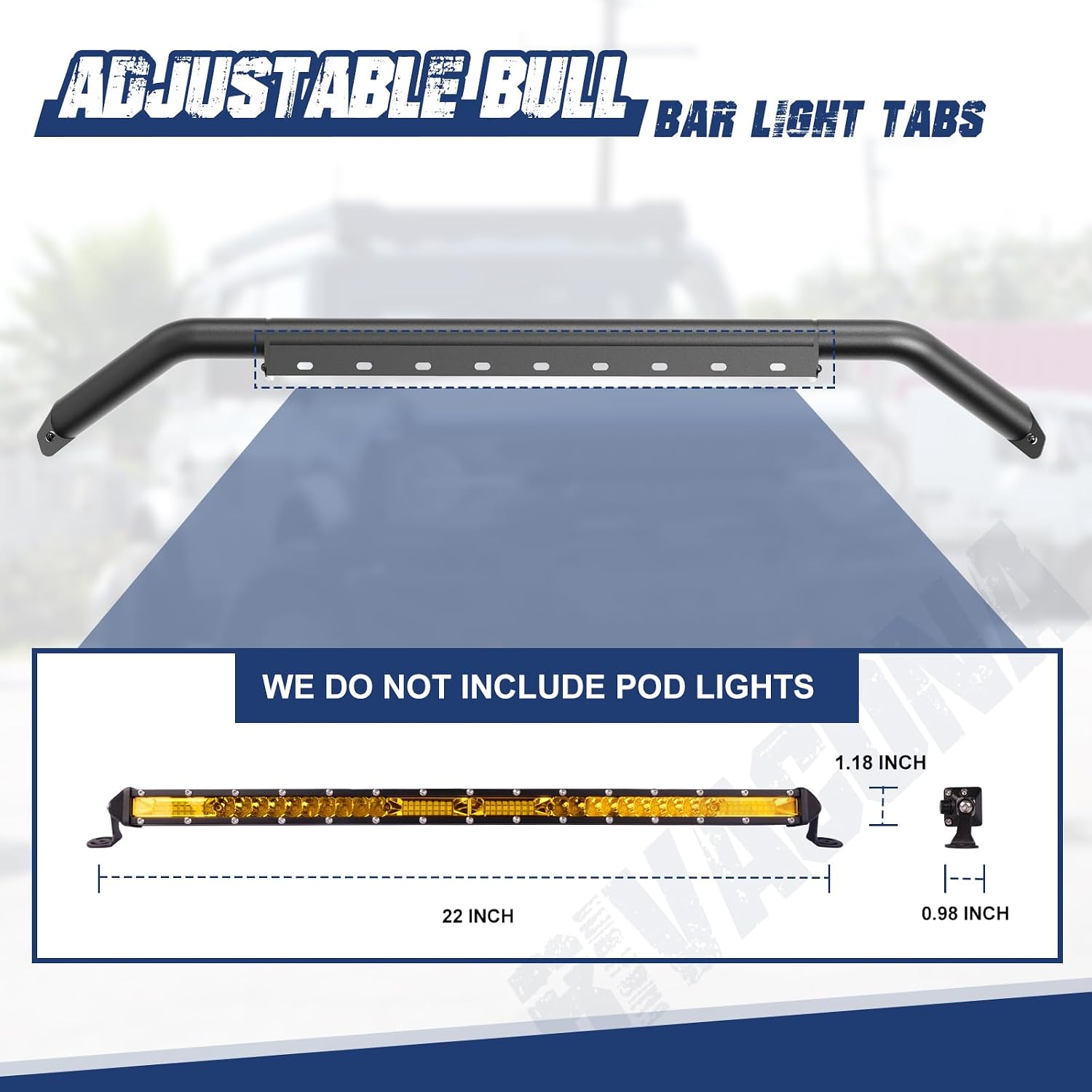 Full Width Ram 1500 Front Bumper for Dodge 2013-2018 Ram 1500 Pickup Truck (Exclude Rebel), 2019-2023 Ram 1500 Classic (Exclude Warlock) with Bull Bar & 2x LED Light & Skid Plate & Winch Plate