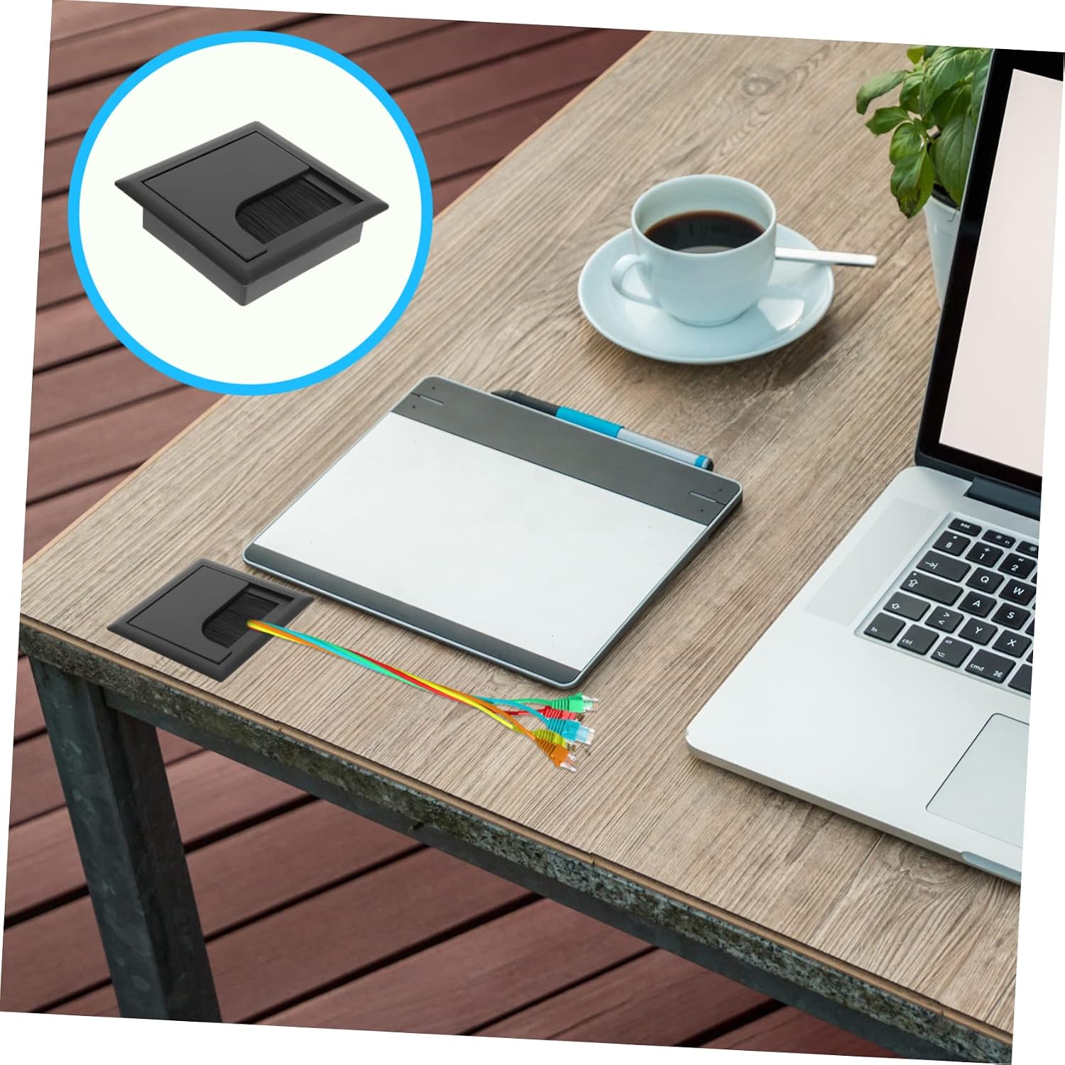 Housoutil 8pcs Desk Table Wire Hole Cover Cable Grommet Cable Organizer Storage Office Protector