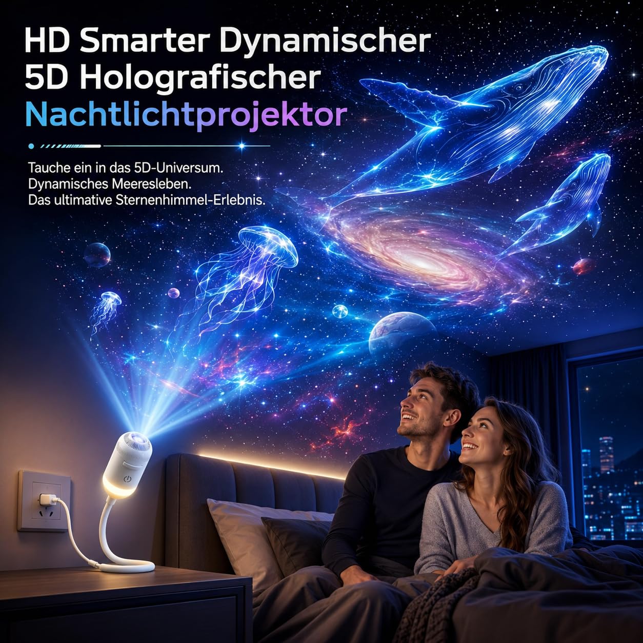 Comauo Sternenhimmel Projektor Nachtlicht 2 In 1 LED Sternenprojektor Kinder Schlaflicht USB Dimmbar 24 Projektionsfolien Babyzimmer (24 Projektionsfolien)