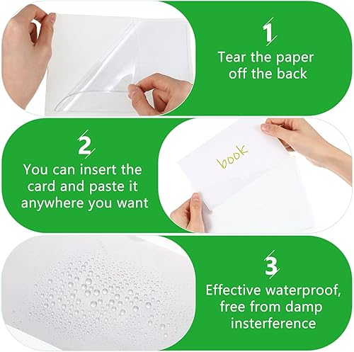 Miniatura 3 de Paquete de 30 bolsillos autoadhesivos para tarjetas de índice, con apertura superior, tarjetero ideal para organizar y proteger tus tarjetas de